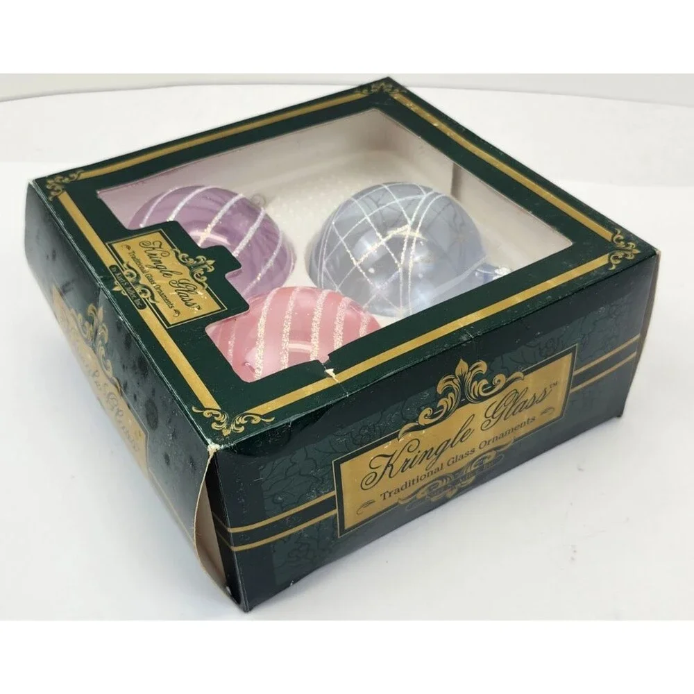 Kurt Adler Kringle Glass Christmas Tree Ornaments in Box Made in Columbia